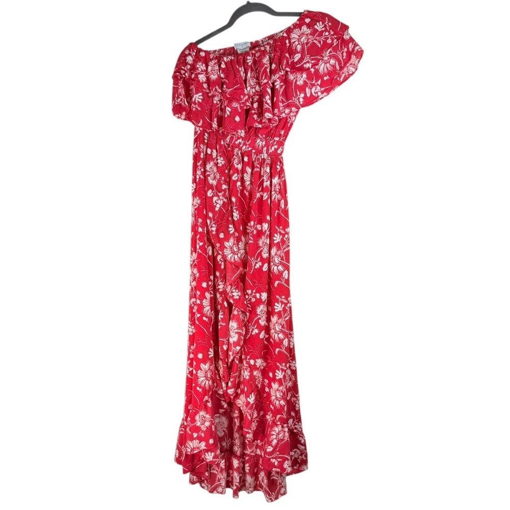 Anthropologie Steele Livia Ruffled One Shoulder Maxi Dress Red Floral Size M - Picture 2 of 6